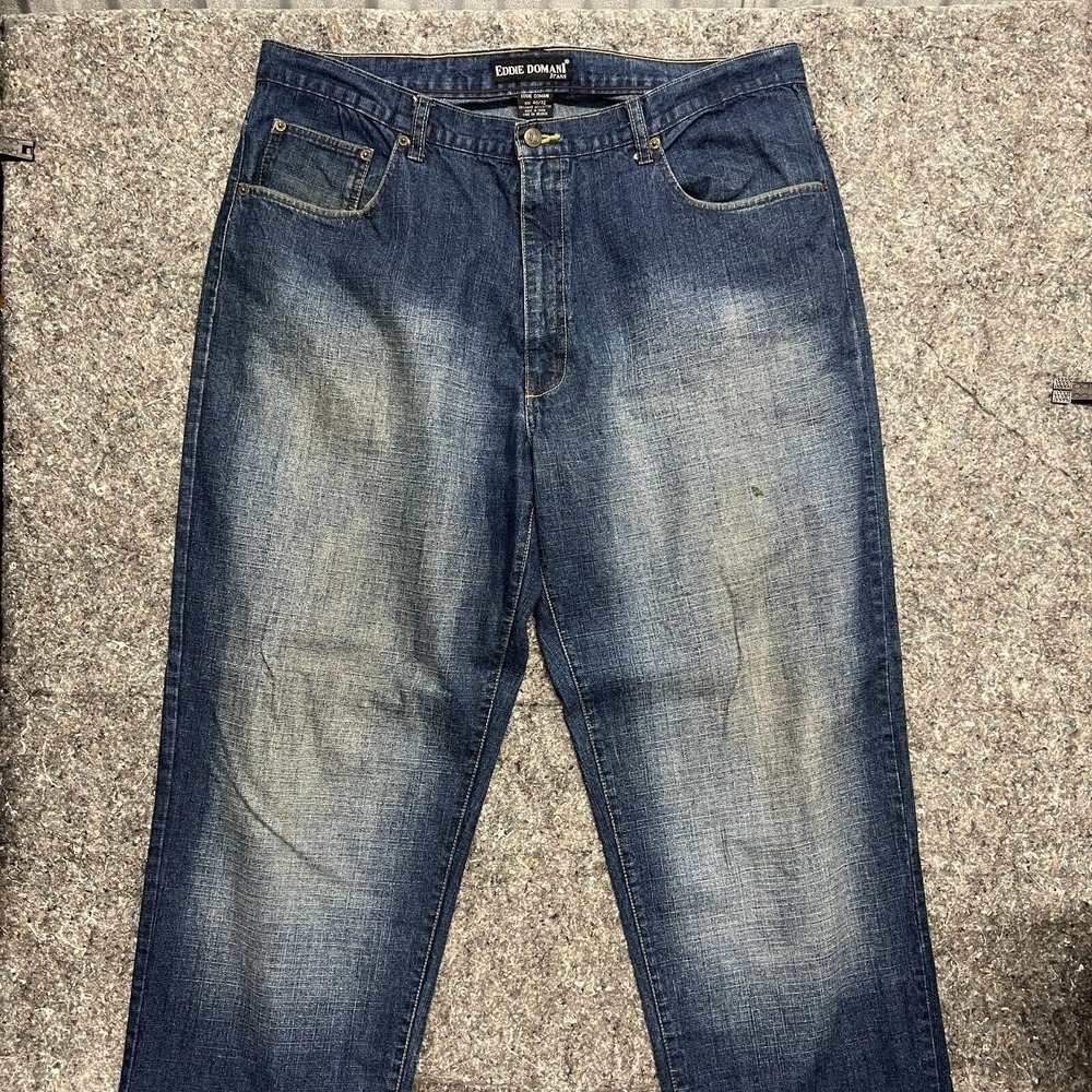 Eddie Domani Jeans Mens 40x30 Blue Wash Denim Straight Leg Casual‎ Pants